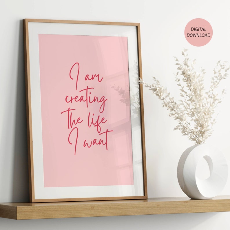 Printable Pink Wall Art for Teen Girl Room Decor, Inspirational Quote, Positive Affirmation for ...