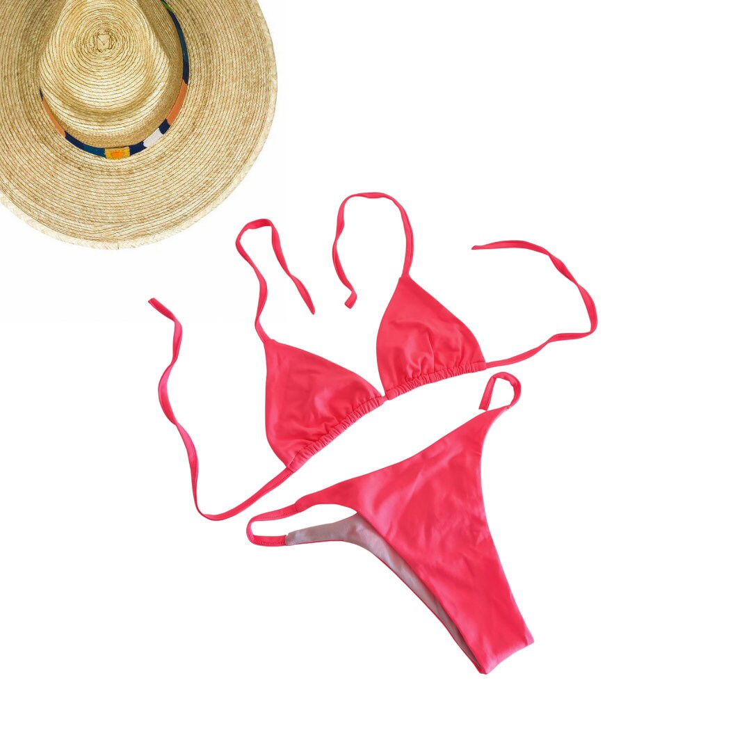 BIKINI NEON PINK Micro Bikini Set Brazilian Gstring Bikini Fitness