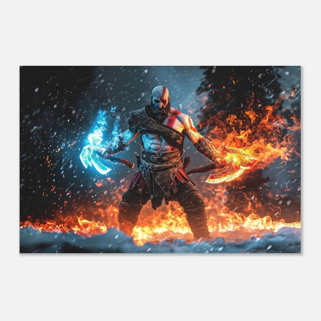 Game God of War Print Gaming - Kratos Portrait Poster Digital Fan Art ...