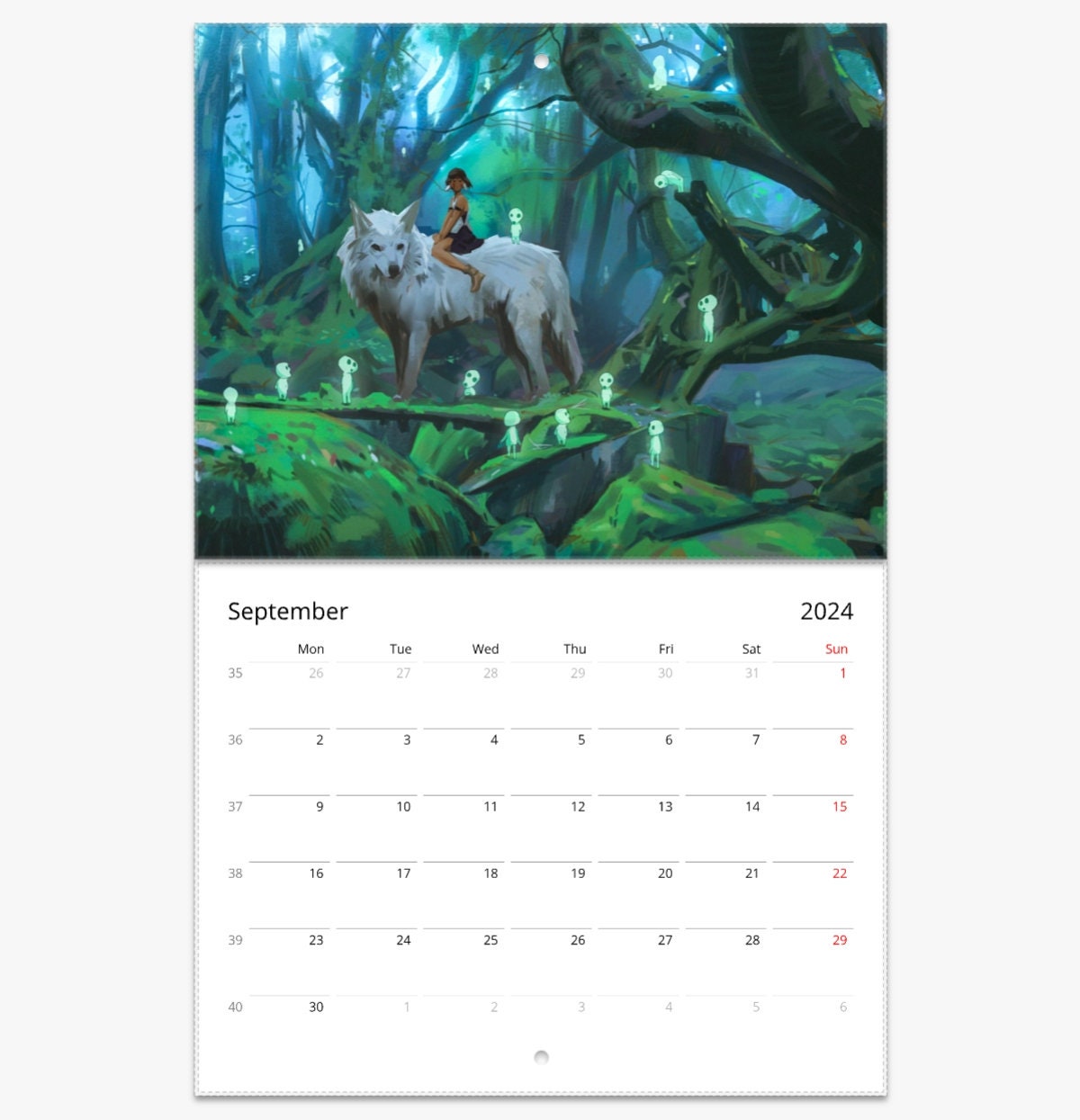 Wall Calendar 2024 Studio Ghibli Hanging Vertical Wall, Hayao