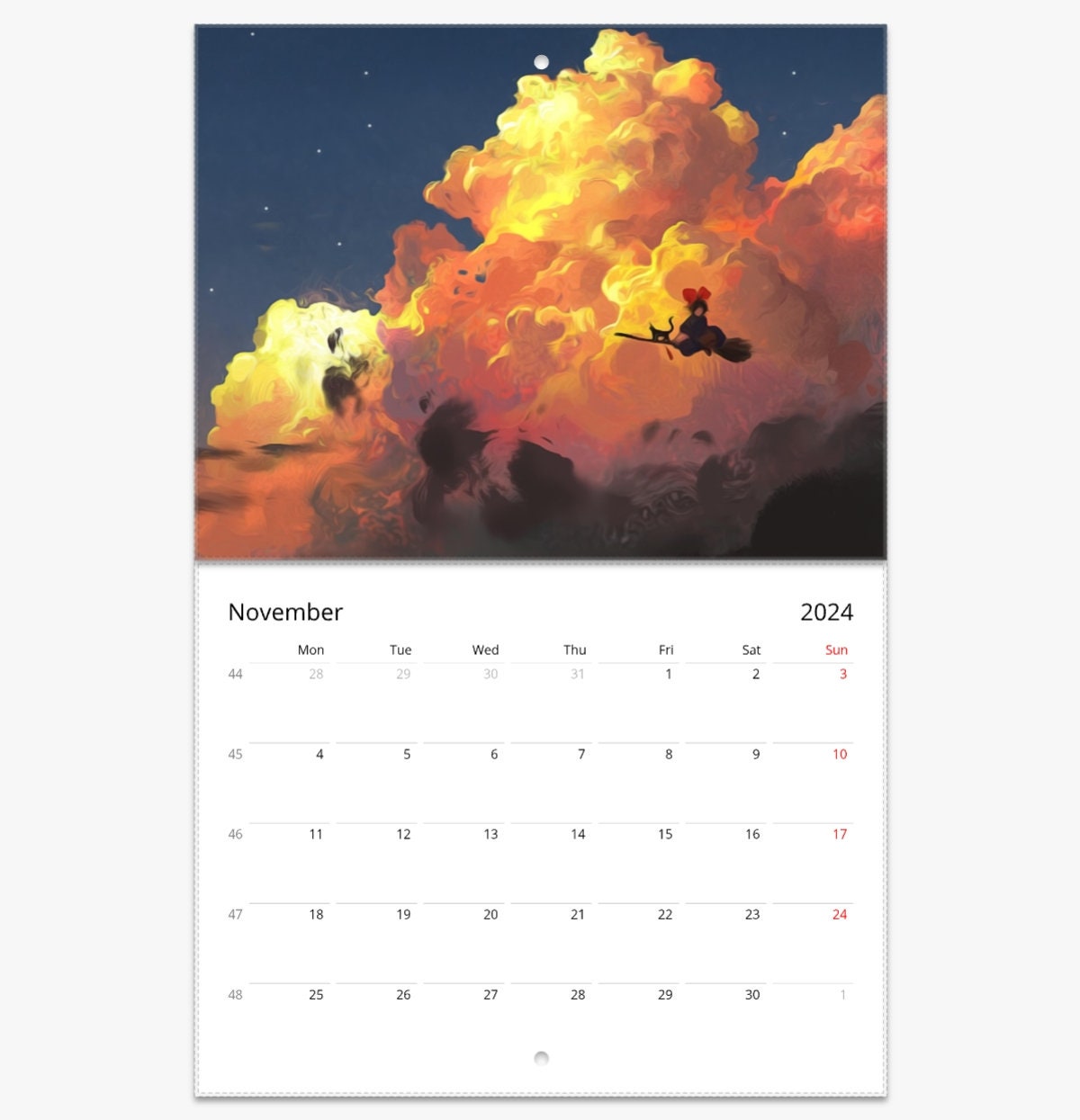 Wall Calendar 2024 Studio Ghibli Hanging Vertical Wall, Hayao