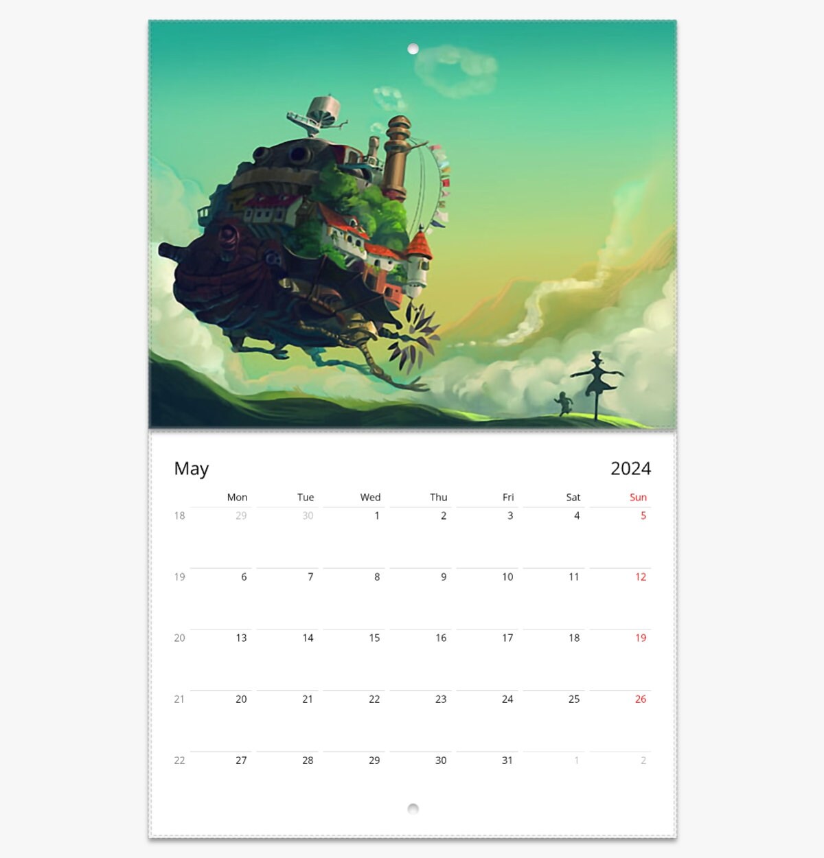 Wall Calendar 2024 Studio Ghibli Hanging Vertical Wall, Hayao