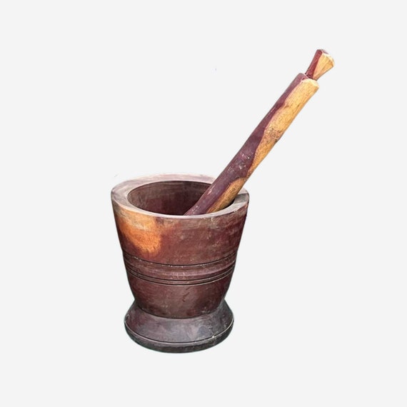 African Wooden Mortar & Pestle Set 