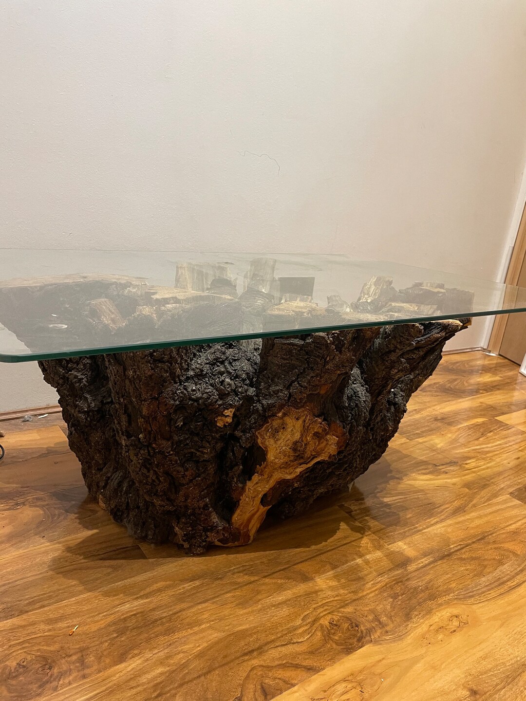 Tree Trunk Glass Table Foraged in Dorset Etsy