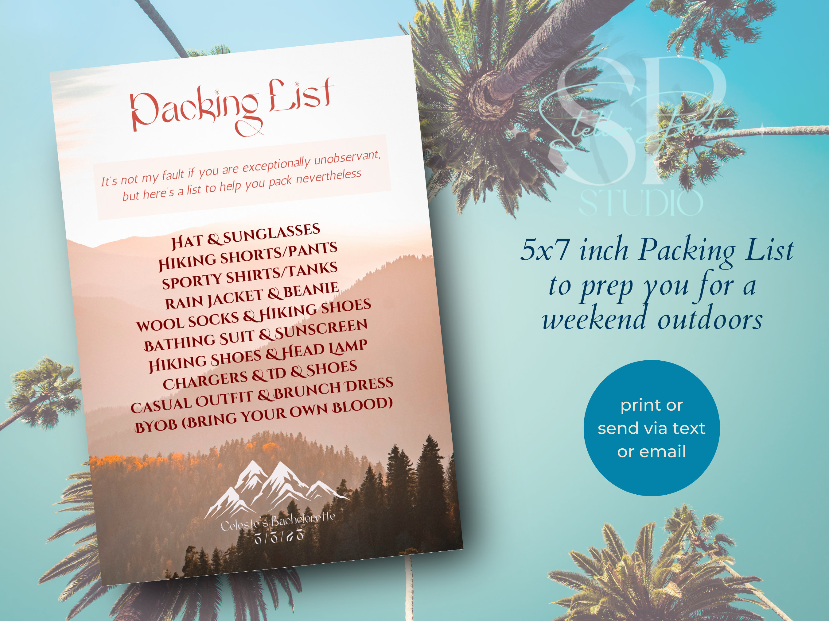 Twilight Forks Bachelorette Invitation, Olympic Hiking Editable Bach ...