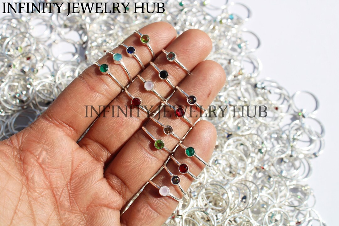 Multi Topaz Gemstone Stackable Rings Lot, Handmade Mix Gemstone ...