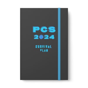 Dziennik planu przetrwania PCS 2024, niebieski kontrastowy dziennik w twardą okładkę, organizacja służby zagranicznej lub przeprowadzki wojskowej