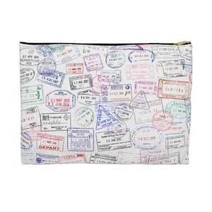 Passport Stamp Travel Pouch, Travel Essentials Bag