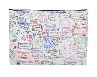 Passport Stamp Travel Pouch, Travel Essentials Bag