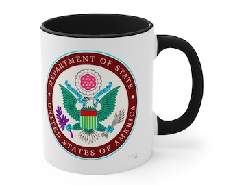 Tazza da caffè con accento diplomatico AF + Funky Seal, tazza regalo per diplomatici del Dipartimento di Stato per il servizio estero