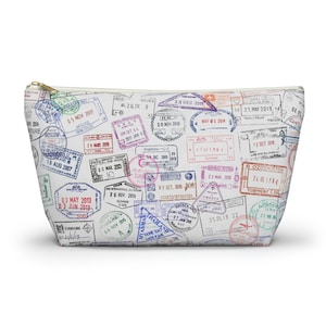 Passport Stamp Travel Accessory Pouch, Airplane Essentials Bag, Packing Organizer