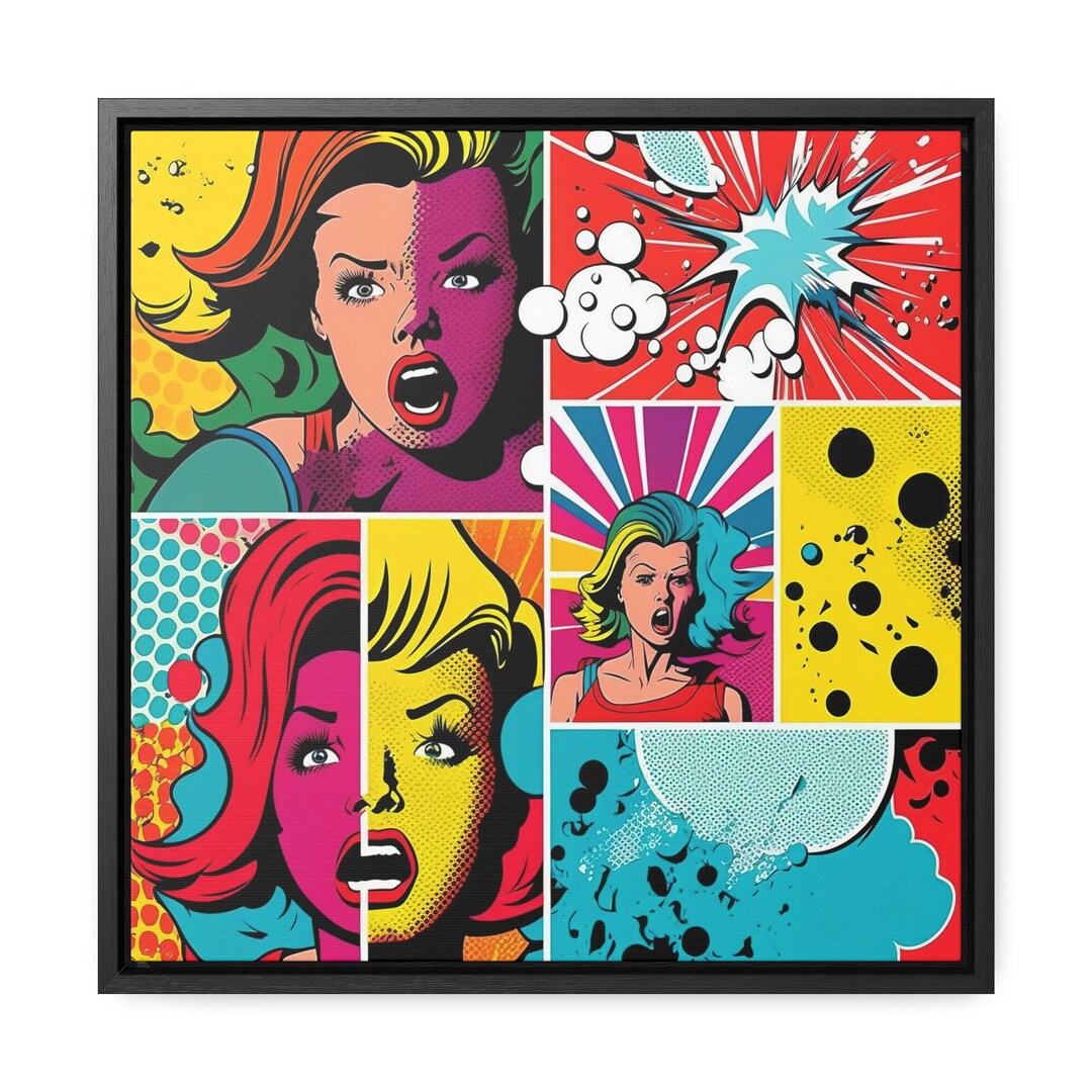 Pop Art Girls Screaming Square Framed Wall Art Pop Art Etsy