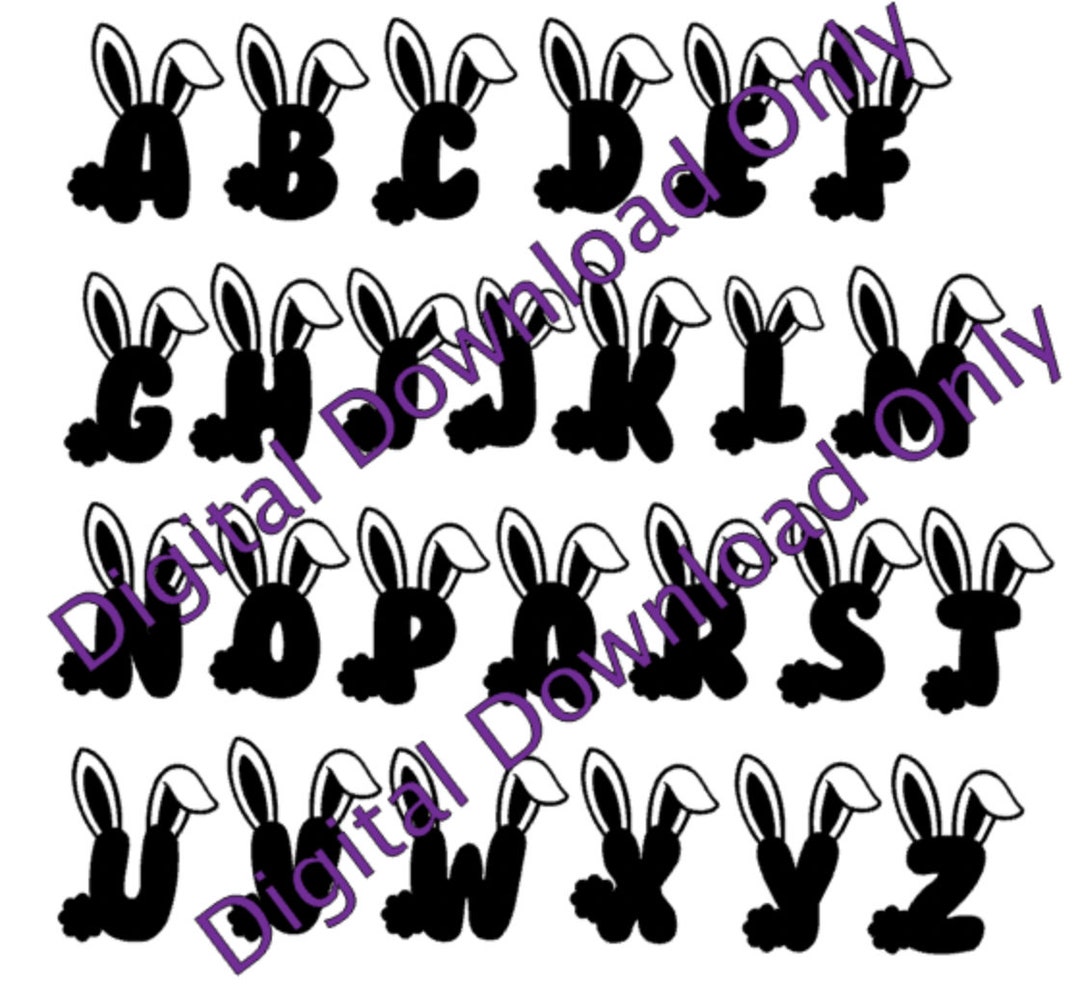 Rabbit Bunny Alphabet, Digital Cutting File, Glowforge Files, Laser ...