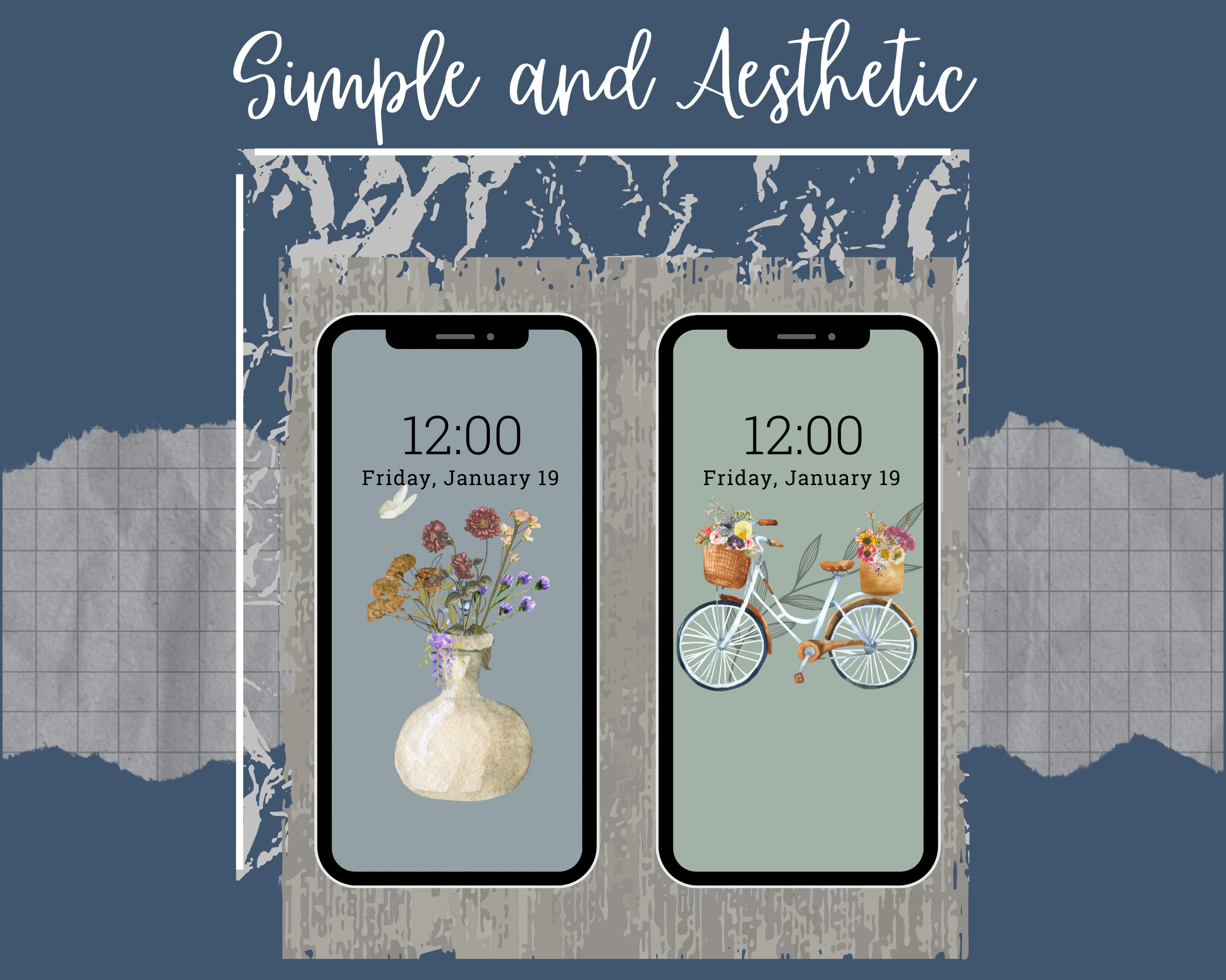Minimalistic Aesthetic Phone Wallpapers, Digital Download, Vintage