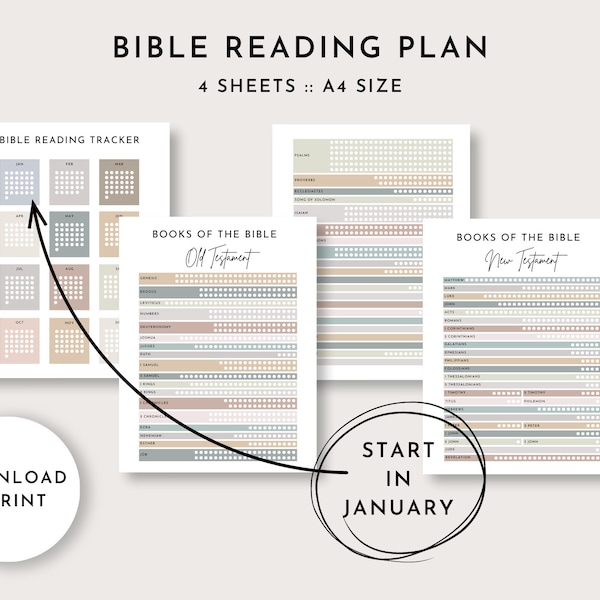2024 Bible Reading Log, Old & New Testament Books of the Bible Reading Tracker, January Start Date Bible Reading Tracker, Digital Download