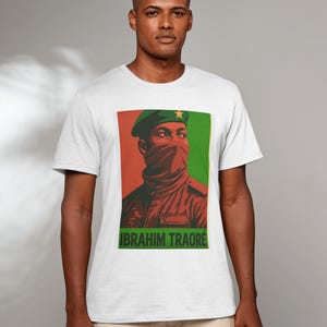 Ibrahim Traore Face Burkina Faso Free Africa Tee Shirt, T-shirt, Tribute Ibrahim Traore Mens T-shirt, Woman t-shirt, Unisex Sizing