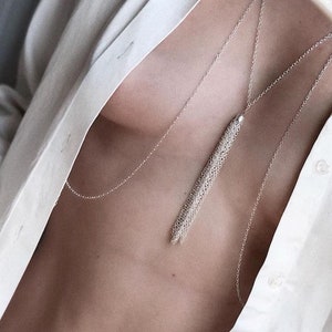 Non piercing nipple jewelry necklace. Sexy body chain for women. Mature.