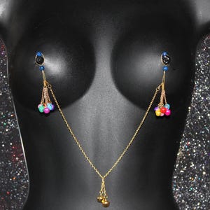 Nipples jewelry non piercing. Foreplay nipple toys. Mature.
