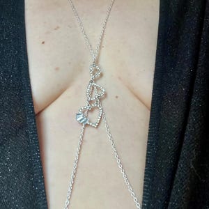 Rhinestone Heart Body Chain: Non-Piercing Nipple Jewelry