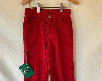2/3 años VINTAGE niños 80s pantalón de pana color cereza, pantalones de terciopelo vintage para niños, preamado en perfecto estado