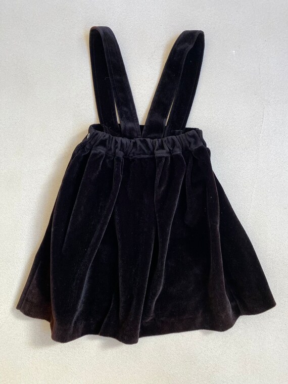 3/4 years VINTAGE 70s kids dark velvet pinafore d… - image 3