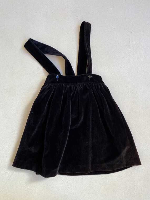 3/4 years VINTAGE 70s kids dark velvet pinafore d… - image 7