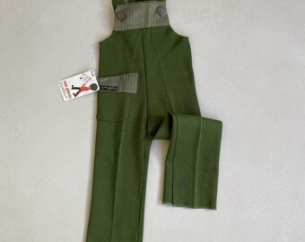 2/3 years VINTAGE 70s kids light green overall with flared trousers, new old stock with tags, elastic with corduroy, babyshower gift