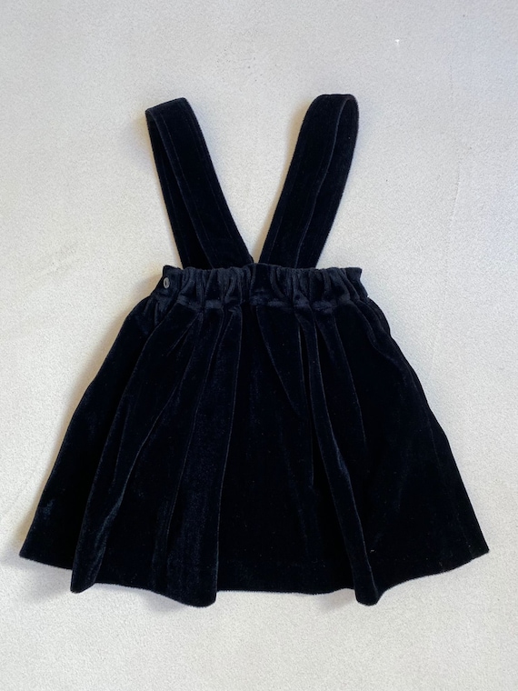 3/4 years VINTAGE 70s kids dark velvet pinafore d… - image 1