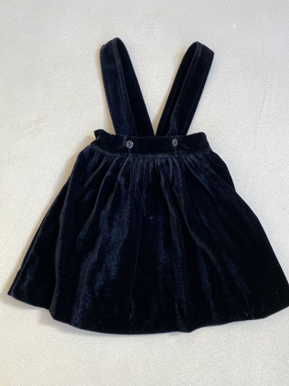 3/4 years VINTAGE 70s kids dark velvet pinafore d… - image 8