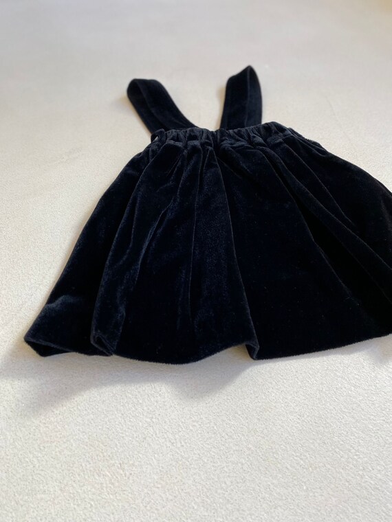 3/4 years VINTAGE 70s kids dark velvet pinafore d… - image 2