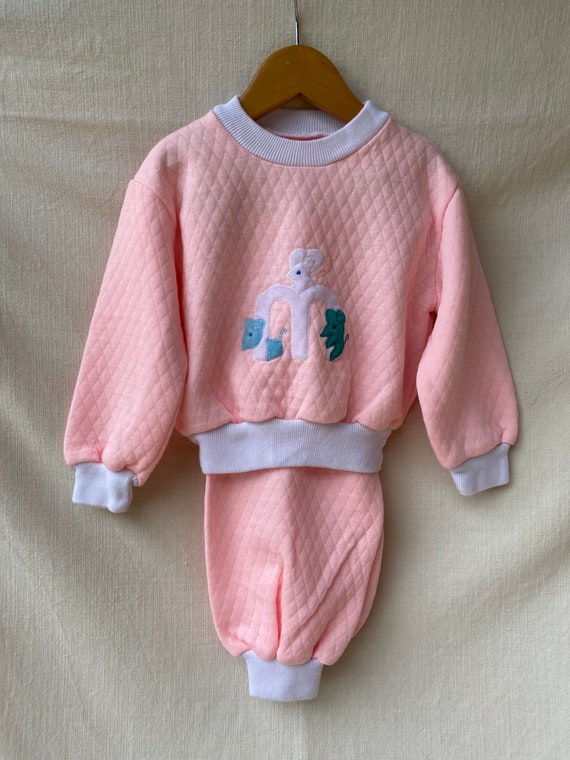 2/3 years - 80s light pink padded track suit - image 1