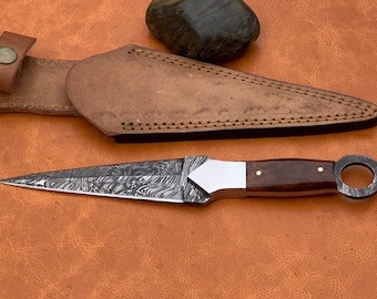 Custom Hand Made Damascus steel Throwing knife 11"