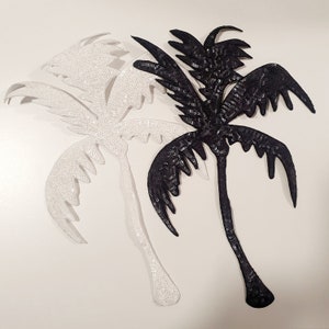 Palm Tree Large Sequin Sparkle Bling Iron Sew on Large Patch Badge Motif Appliqué
