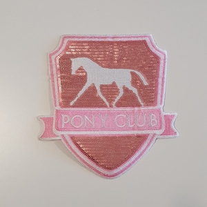 Pony Club Sequin Sparkle Iron Sew on Large Patch Badge Motif Appliqué