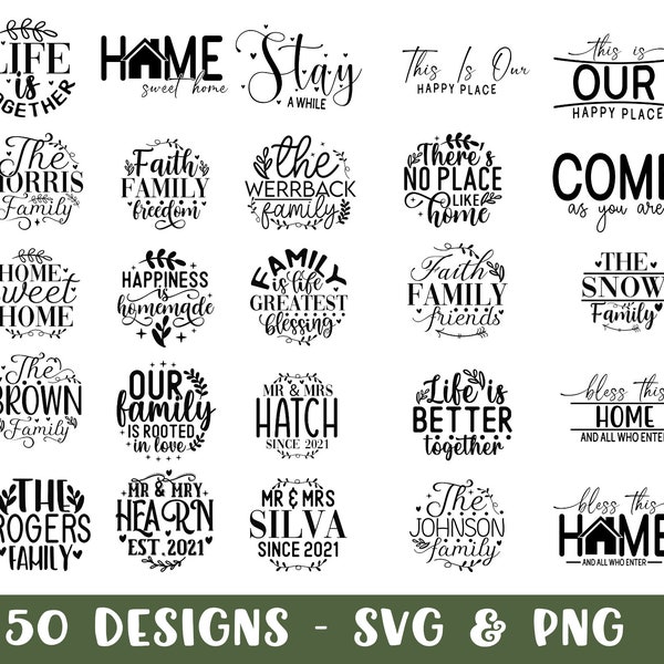 Round sign svg bundle, circle sign svg, porch sign svg, welcome sign svg, door hanger svg, family svg, monogram svg, welcome to our home svg