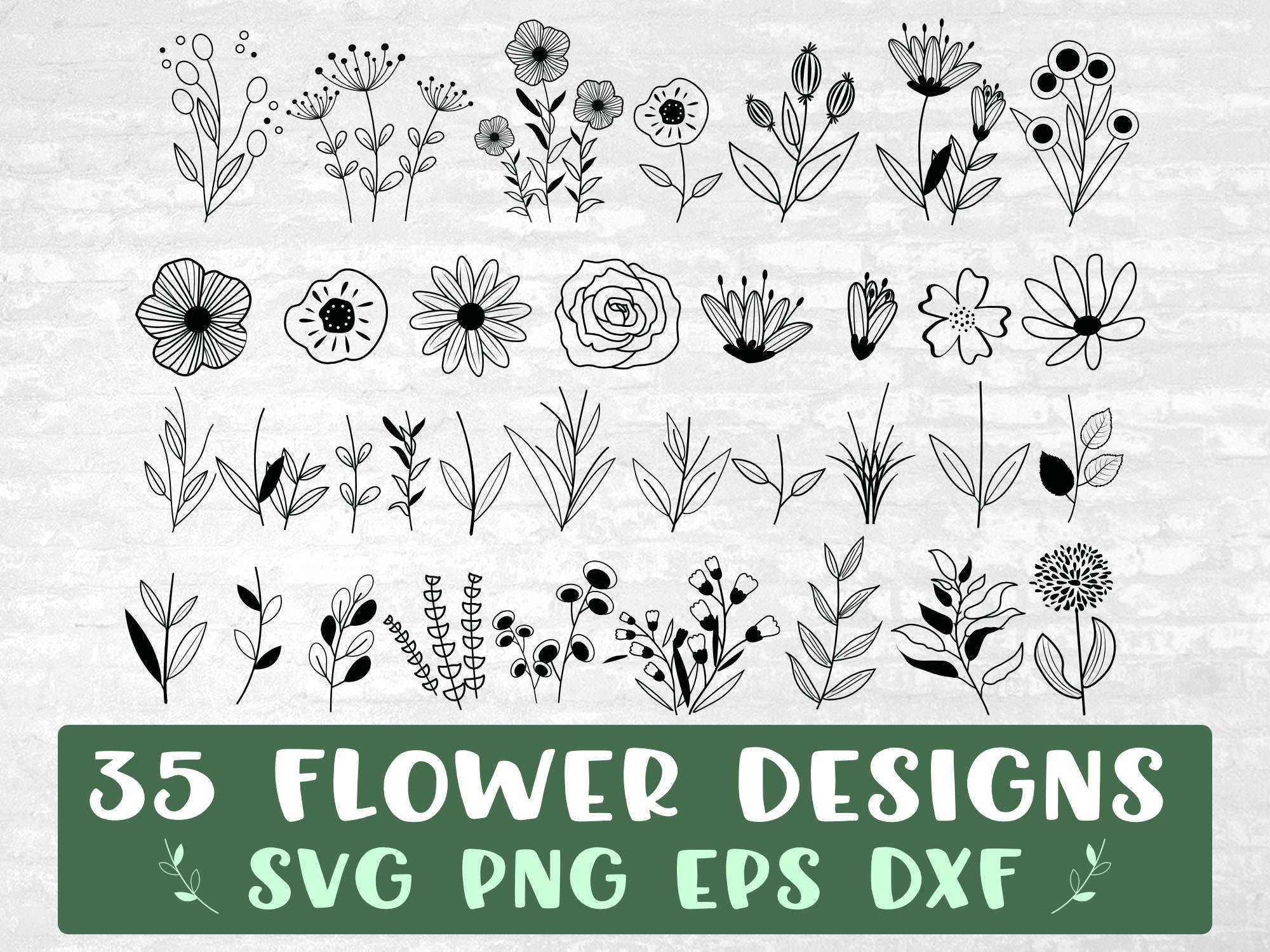 35 Flower SVG Bundle Floral Svg Bundle Floral Png Bundle Wildflowers ...