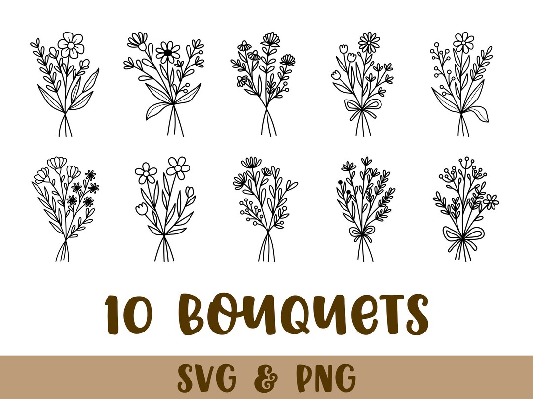 Bouquet Svg Bundle Flowers Svg Png Floral Svg Wildflowers Svg ...