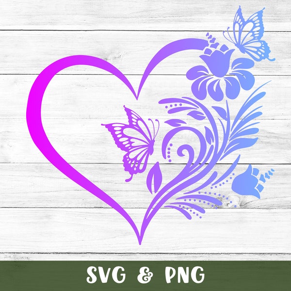 Sparkly Heart Butterfly PNG, Svg, Love Svg, Heart Svg, Sublimation Design, Svg file for Cricut, Silhoeutte, Heat Transfer, Vector File