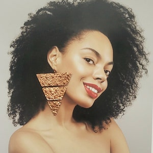 Tribal Copper Triangle Earrings
