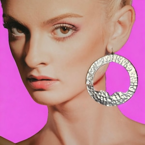Geometric Big Silver Hoop Earrings