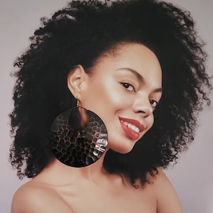 Black Big Hammered Hoop Earrings