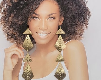 Gold Bohemian Long Shoulder Chandelier Earrings