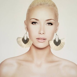 Ethnic Natural Fan Hoop Earrings