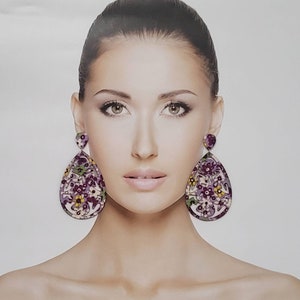 Floral Laser Teardrop Wooden Dangle Earrings