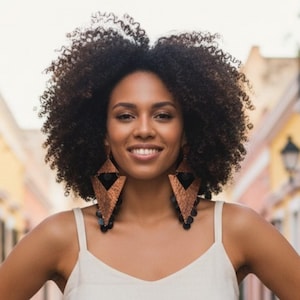 Black Jet Sea Shell Copper Chandelier Earrings, Hand Hammered Copper,  6 Inch Long