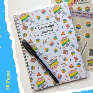 DnD 5e Campaign Journal: &#39;Roll with Pride&#39; A5 Notebook with Character Sheets