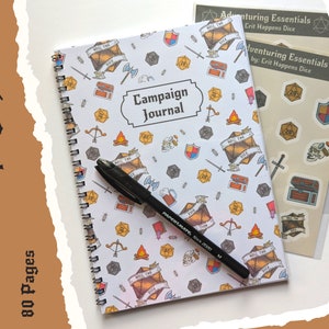 DnD 5e Campaign Journal: Black Dice A5 Notebook with Character Sheets