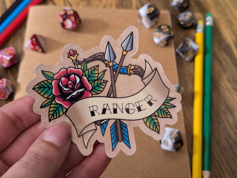 Dnd Stickers Ranger Ranger Tattoo Style Laminated Sticker: TTRPG, Dnd, Pathfinder - Etsy