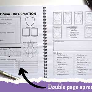 Dungeons and Dragons Campaign Journal DnD Notebook D&D Campaign Journal DnD 5e Character Journal Player Character Sheet image 4