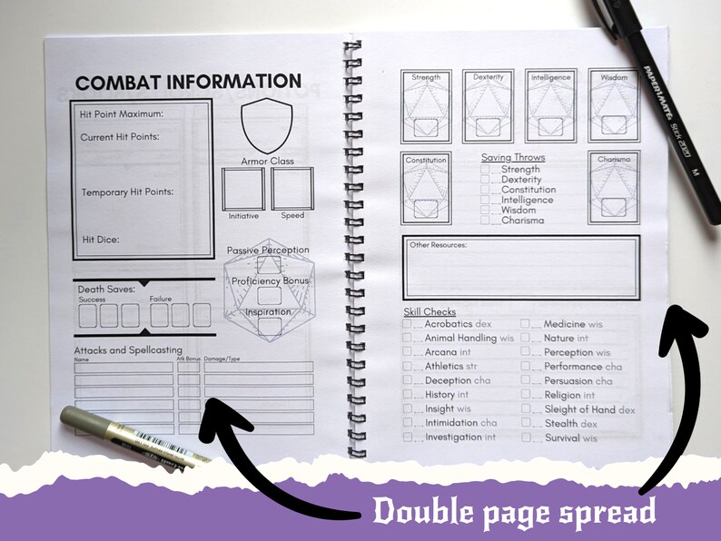 Dungeons and Dragons Campaign Journal DnD Notebook D&D Campaign Journal DnD 5e Character Journal Player Character Sheet image 4